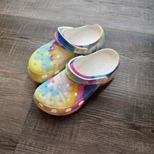 Crocs Classic Platform Clog Women‎ 8 Tie Dye Multi Color Chunky Comfort Shoes
